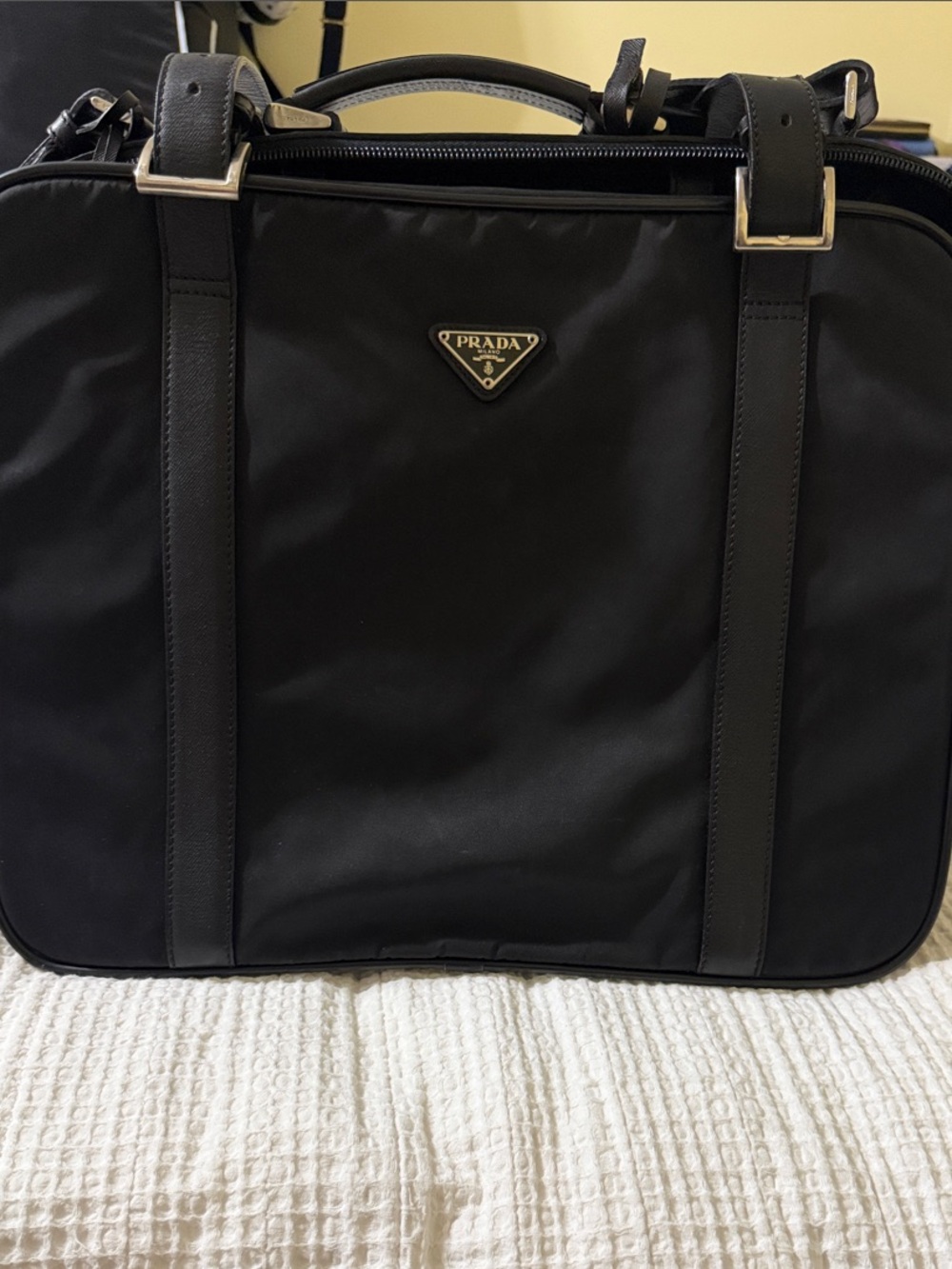 Prada Black Nylon Laptop Briefcase with Leather Trim ( final sale)
